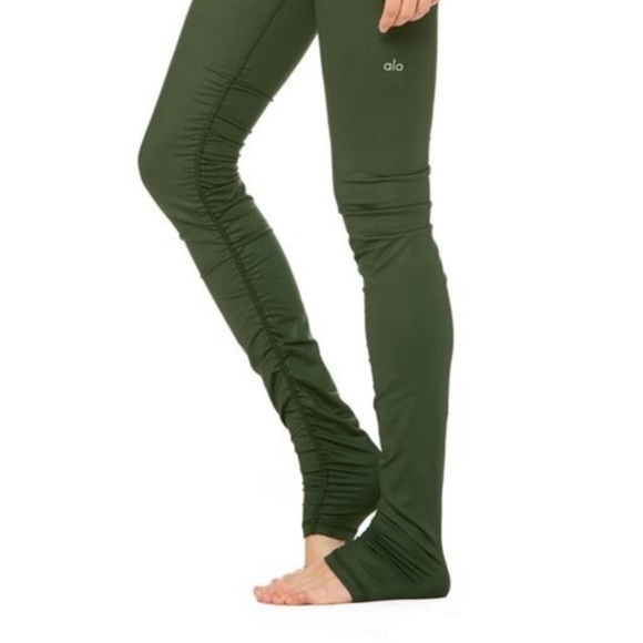 NEW! Alo Yoga Idol Ruched Legging Green SZ S - Picture 1 of 15